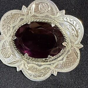 Vintage Silver and Purple Brooch